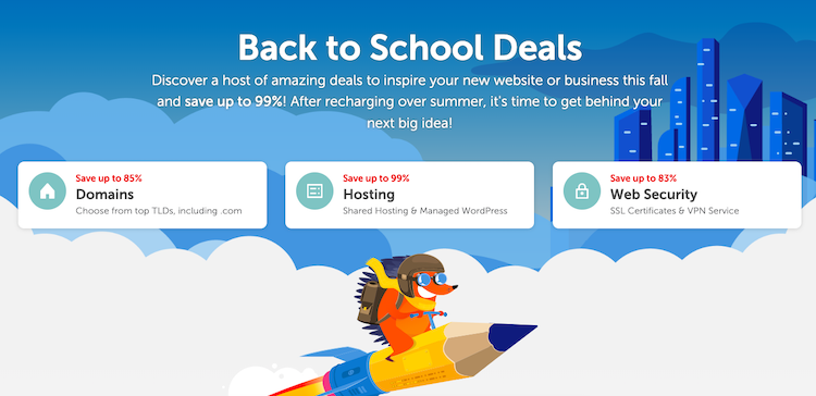 Namecheap Summer Back to School Sale