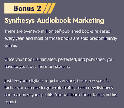 synthesys audio marketing bonus